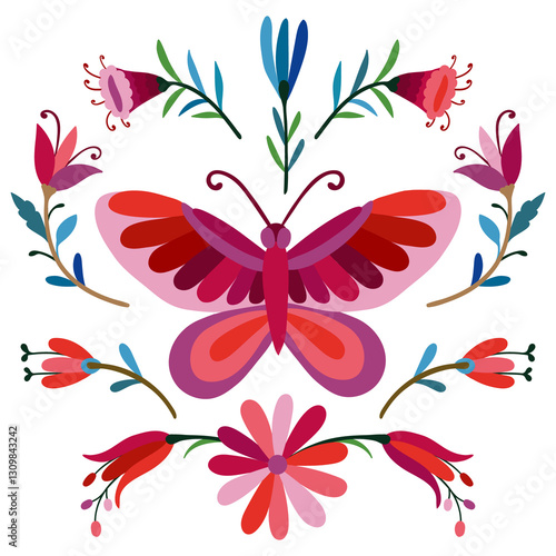Mexican Otomi embroidery ornament. coloring page