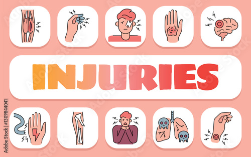 household injuries text concept. Shablon for presentation and Infographics.