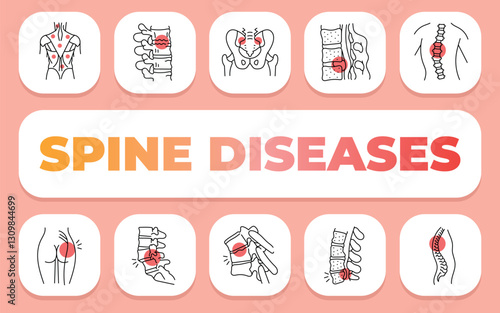 spine diseases text concept. Shablon for presentation and Infographics.