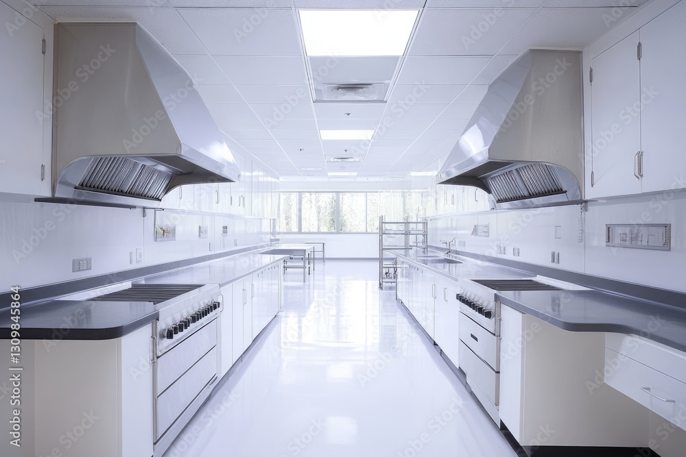 Modern Fume Hood Setup in University Science Lab: A Clean Interior Designed for Safety and Functionality Modern Fume Hood Setup in University Science Lab: A Clean Interior Designed for Safety and Functionality