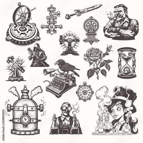 Steampunk Design Pack – Mechanical Art & Victorian Inventions
