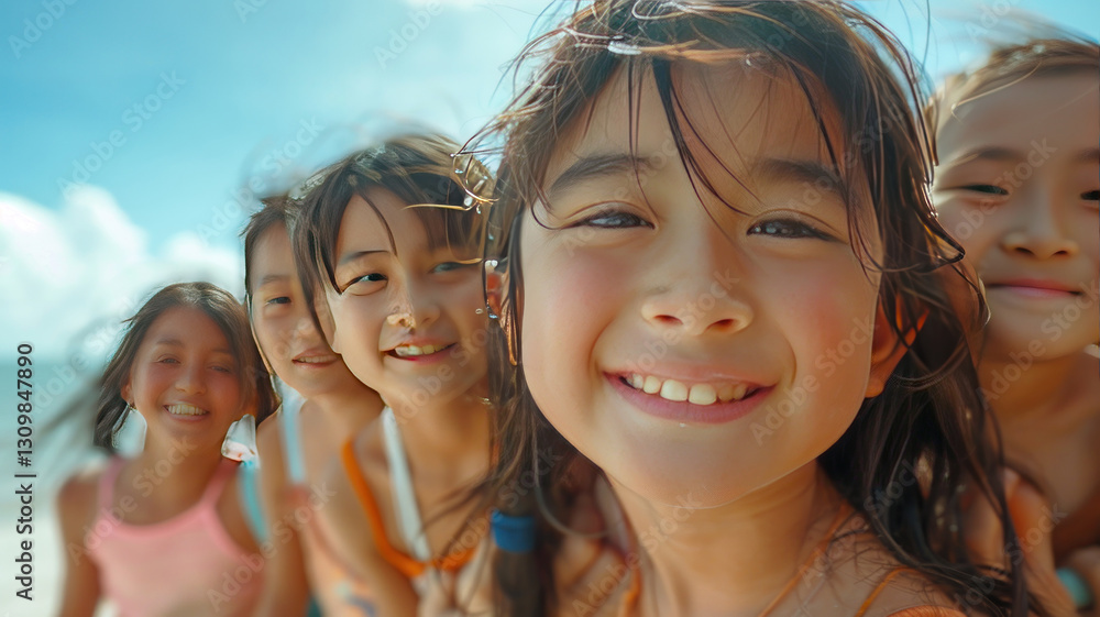 happy children group smiling together happy children group smiling together
