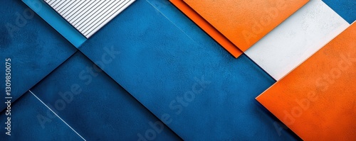 Modern Blue Architecture Building Blueprint - Minimal Orange Lines & Futuristic Textures, Embedding Business Technology Design Ideas.