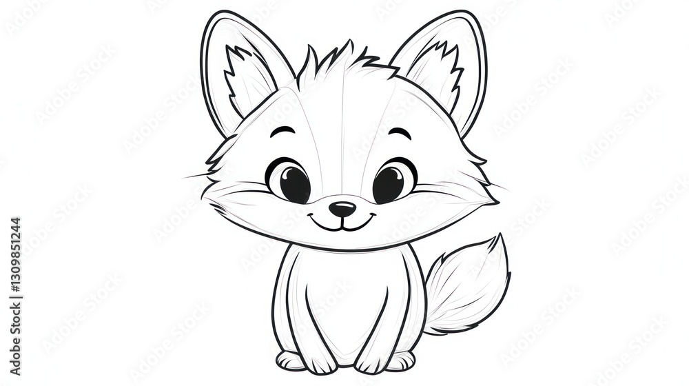 Obraz premium A Cute Cartoon Fox Is Sitting Smiling Happily