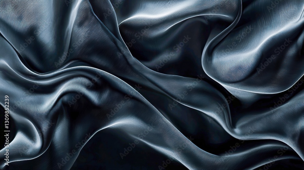 Obraz premium Navy Blue Silk Satin Texture Background with Beautiful Soft Wavy Folds Creating a Dark Elegant Space