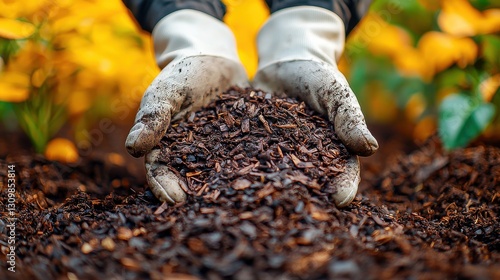 Wallpaper Mural Mulching, Landscaping & Composting for Backyard Gardening Preparation: Enhancing Lush Ground with Autumn Planting & Natural Mulch. Torontodigital.ca
