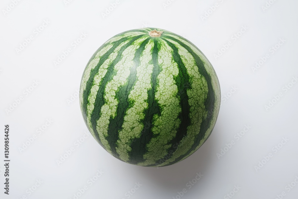 Single Whole Watermelon on White Background Single Whole Watermelon on White Background