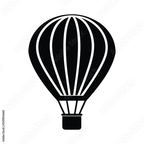 Black silhouette of a floating hot air balloon perfect for travel and sky exploration themes photo