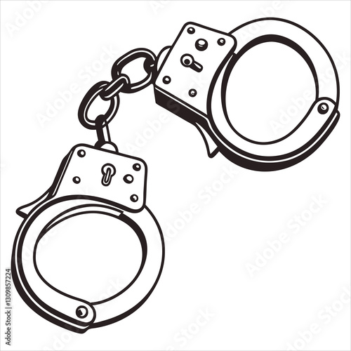 silhouette handcuffs on white background