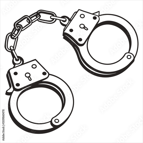 silhouette handcuffs on white background
