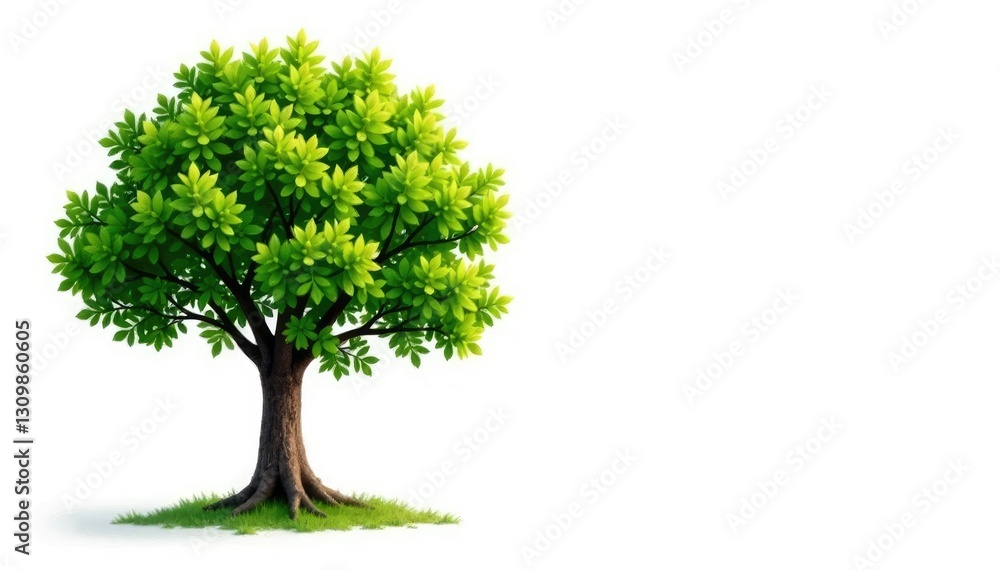 isolated green spring tree on white background, isolated, trunk, nature isolated green spring tree on white background, isolated, trunk, nature