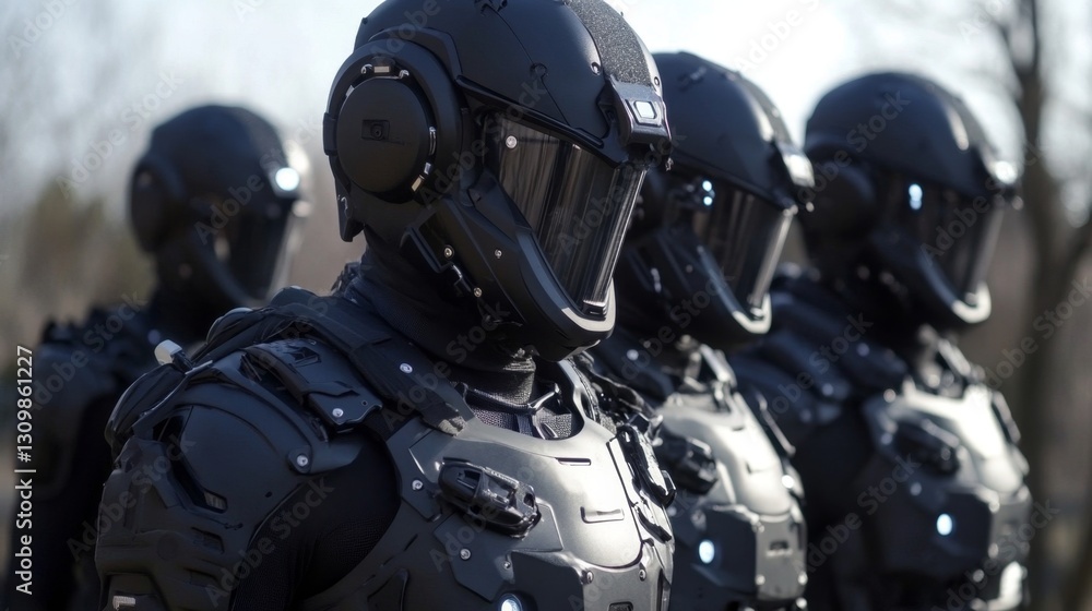 Futuristic Military Robots in Advanced Armor Futuristic Military Robots in Advanced Armor
