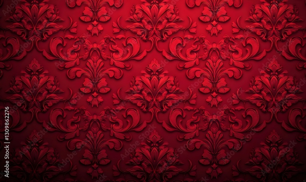 Red damask texture background; ornate design Red damask texture background; ornate design
