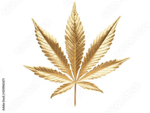 Isolated Gold Cannabis Leaf