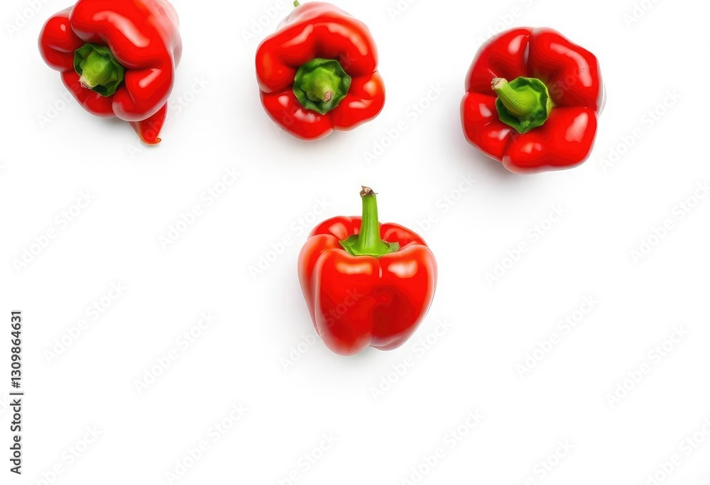 Single vibrant red bell pepper isolated on pure white backdrop, image, vibrant Single vibrant red bell pepper isolated on pure white backdrop, image, vibrant