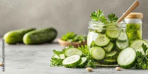 Pickles in a jar: A close-u...