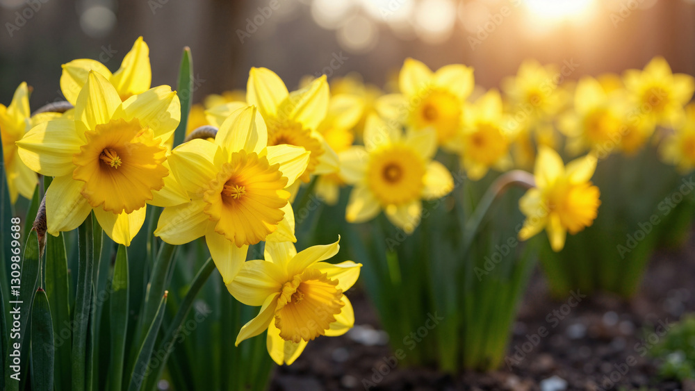 Vibrant Spring Daffodil Garden Photo for Easter Cards, Flower Shops, and Digital Botanical Marketing Materials Vibrant Spring Daffodil Garden Photo for Easter Cards, Flower Shops, and Digital Botanical Marketing Materials