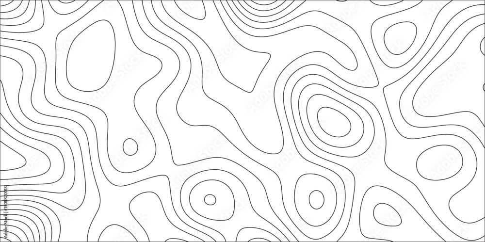 Fototapeta premium Abstract lines background. Contour maps. stylized height of the topographic map contour in lines and contours terrain. Map vector terrain Illustration. White background with topographic wavy pattern.
