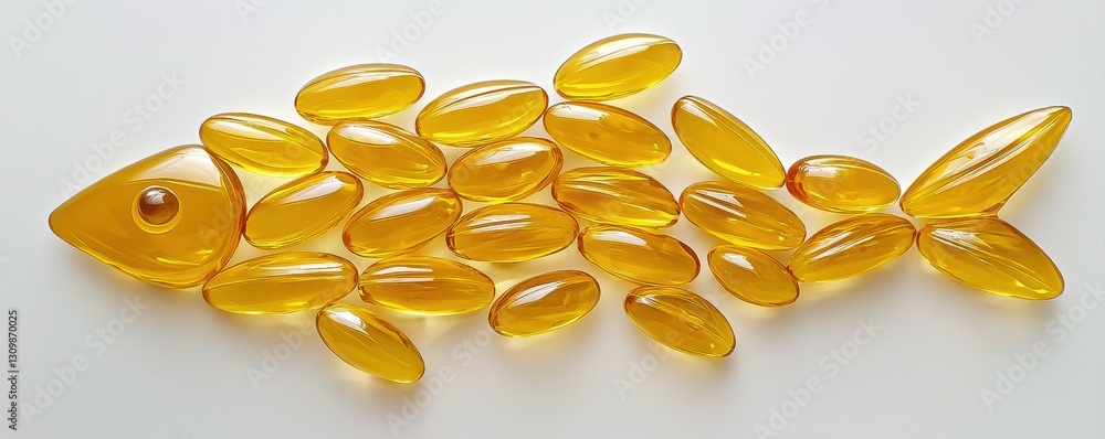 Fototapeta premium Closeup of Cod Liver Oil Omega 3 Supplement Capsule Pill