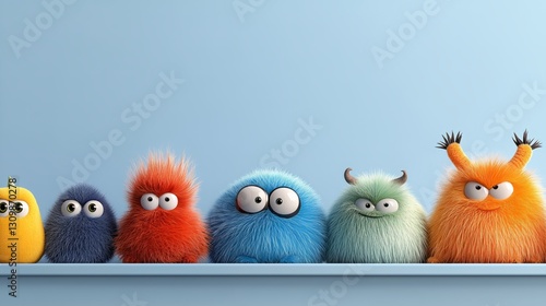 Bright, happy, stylish, cool unpredictable colorful monsters in funny situations.