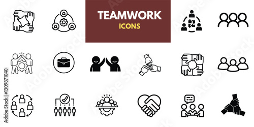 Business teamwork, team building, workgroup, and human resources minimal thin line web icon set. Outline icons collection. Simple vector illustration.