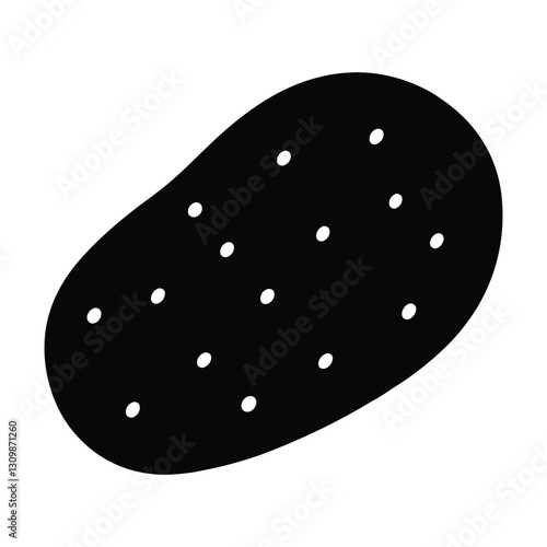 Black potato silhouette vector icon representing fresh produce, farming, and food industry use