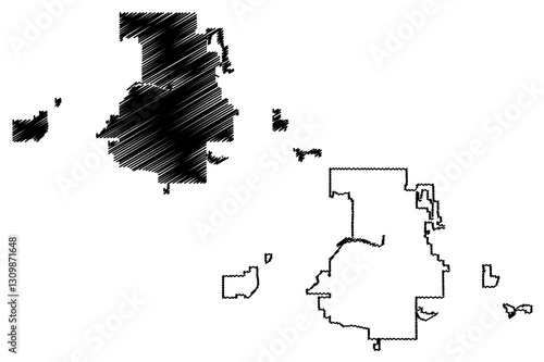 Lansing City, Michigan (United States cities, United States of America, usa city) map vector illustration, scribble sketch City of Lansing map