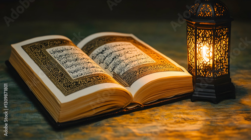 Illuminated Quran on Wooden Table (3)