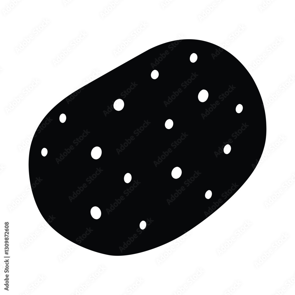 Minimalist black silhouette of a potato for farming, nutrition, and culinary ingredient visuals Minimalist black silhouette of a potato for farming, nutrition, and culinary ingredient visuals