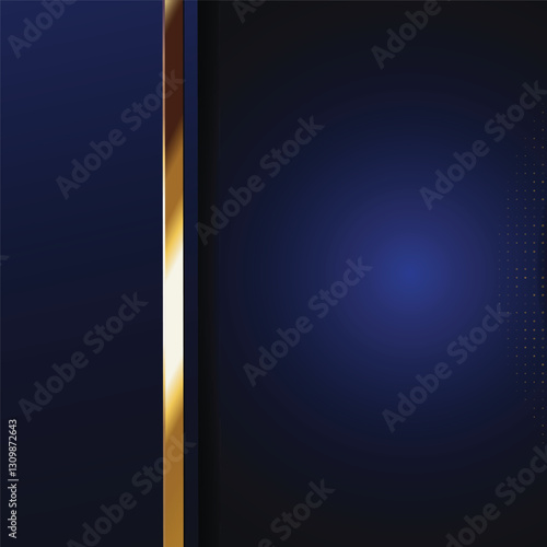 Gold stripe on navy blue background, golden dots; website design