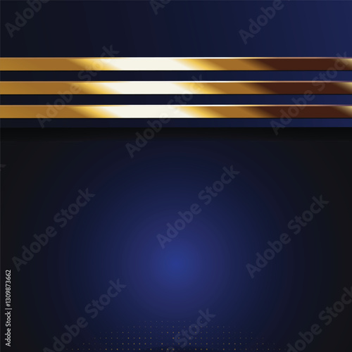 Gold stripes on dark blue, sparkling bottom, digital background