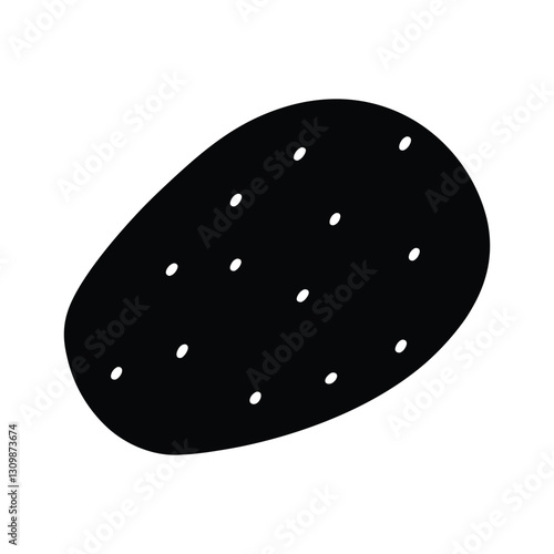 Minimal black potato vector silhouette great for organic food branding, grocery labels, and farming