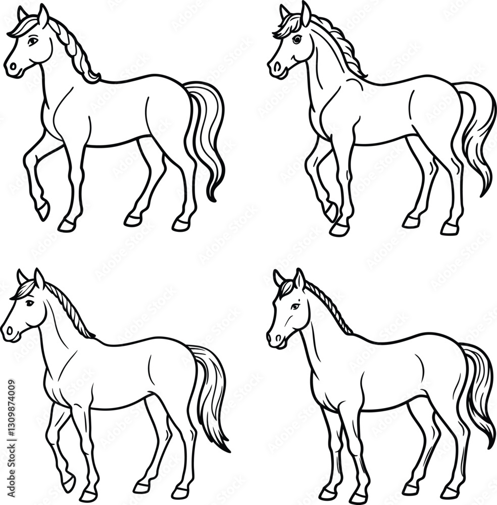 Funny Animal Line art coloring page set Funny Animal Line art coloring page set