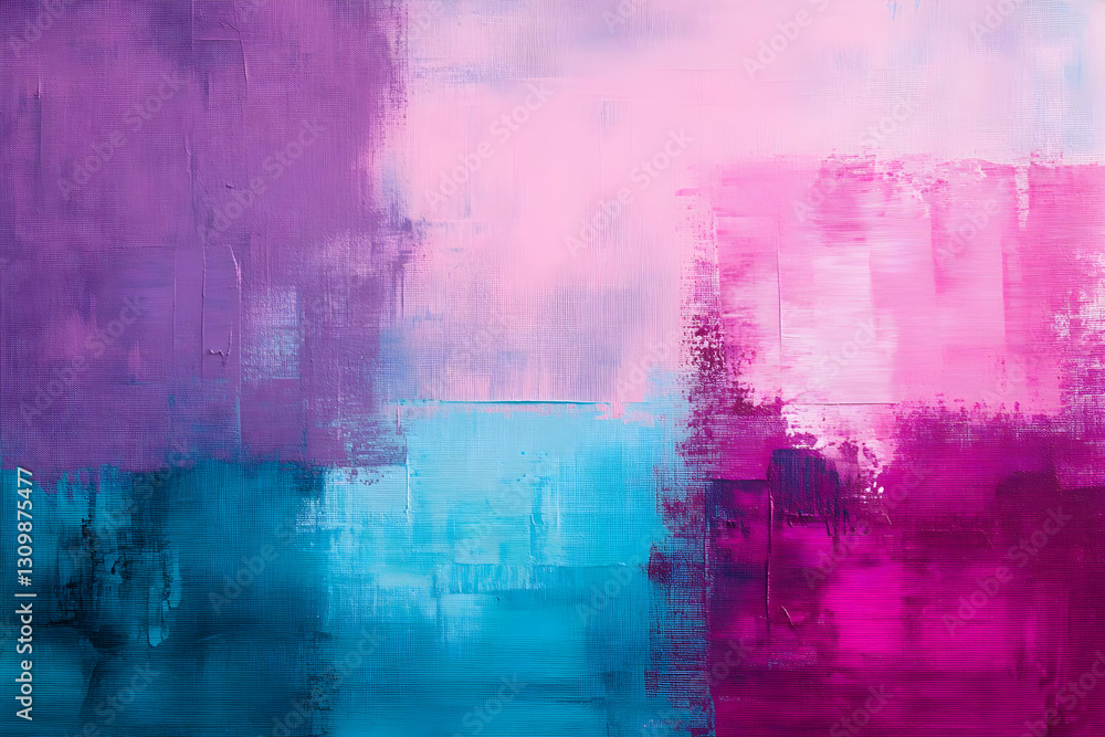 Naklejka premium Abstract Painting Purple Pink Blue Hues Canvas Texture