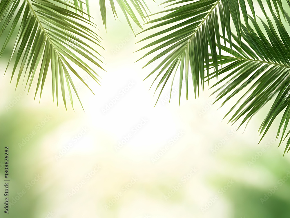 Obraz premium Palm Leaf Green Background Illustration