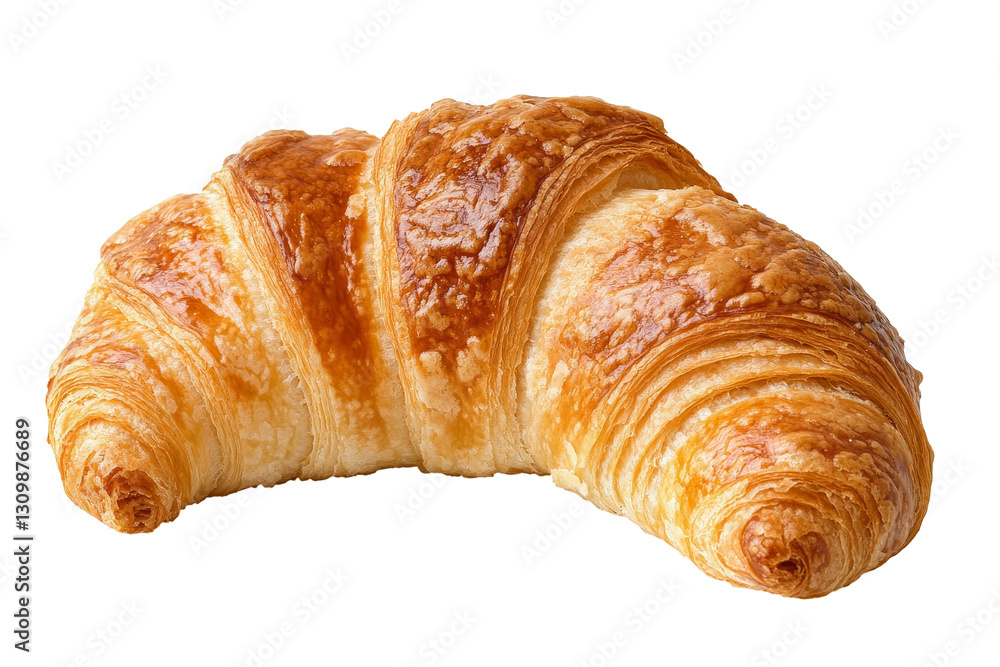 Golden Brown Croissant Delight - A picture of a single, freshly baked croissant with a rich golden brown crust, isolated on a black background Golden Brown Croissant Delight - A picture of a single, freshly baked croissant with a rich golden brown crust, isolated on a black background