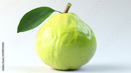 Fresh, vibrant guava fruit with leaf photo