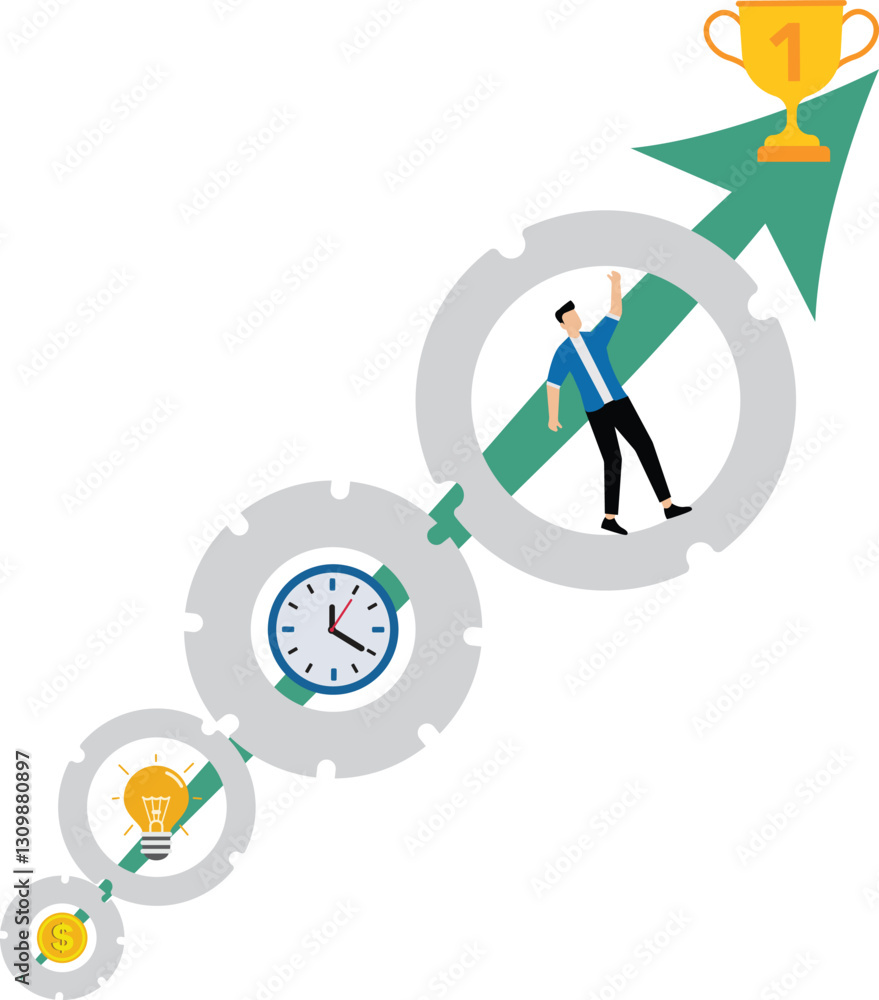 Businessman Running on Gear,Effort and time to make money, Success long term investment, Deadline effect to make people finish work, Running with full effort inside gear cogs Businessman Running on Gear,Effort and time to make money, Success long term investment, Deadline effect to make people finish work, Running with full effort inside gear cogs