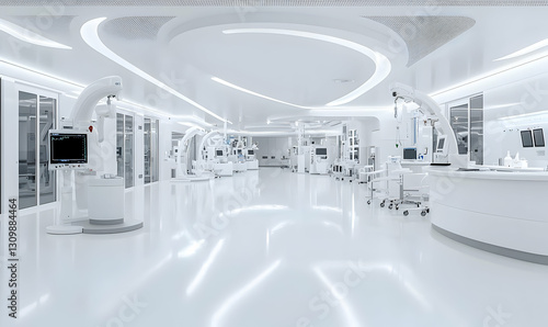 Modern Medical Facility Interior Design with Sleek Equipment and Lights