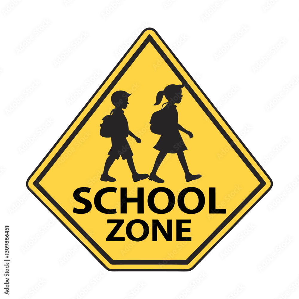 School Zone Sign Vector Clipart Illustration School Zone Sign Vector Clipart Illustration
