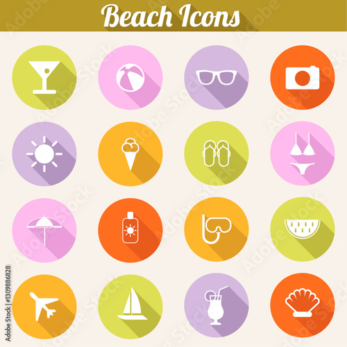 Beach icons set - vector 