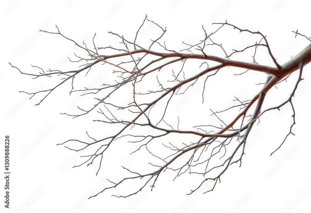 Bare, intertwined branches isolated on pure white, winter, close-up Bare, intertwined branches isolated on pure white, winter, close-up