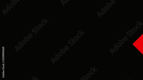 Animated looping swipe left red arrow pointing to the right isolated on a black background. Motion arrow and high resolution video