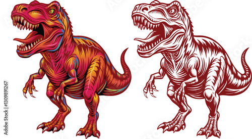 vector image of a large aggressive tyrannosaurus	
