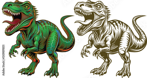 vector image of a large aggressive tyrannosaurus	