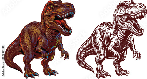 vector image of a large aggressive tyrannosaurus