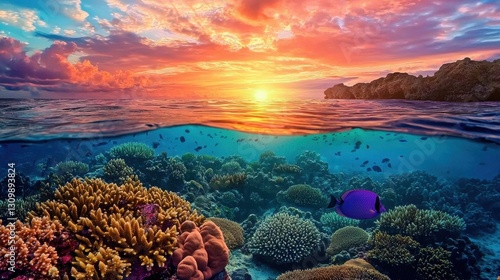 Wallpaper Mural Breathtaking underwater landscape featuring a stunning sunset. Torontodigital.ca