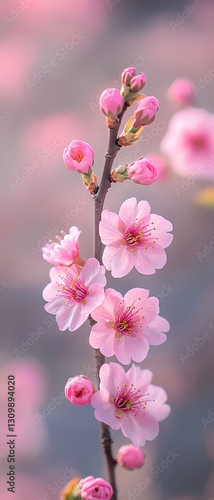 Fototapeta premium Delicate Pink Blossoms on Branch
