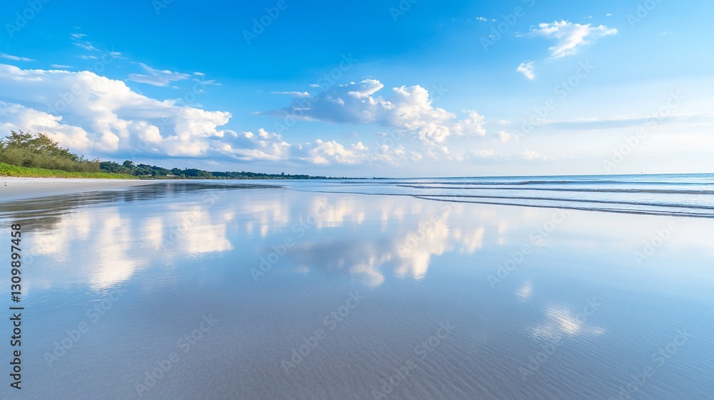 Obraz premium Serene Beach Sunrise Ocean Reflection Peaceful Tranquil Landscape