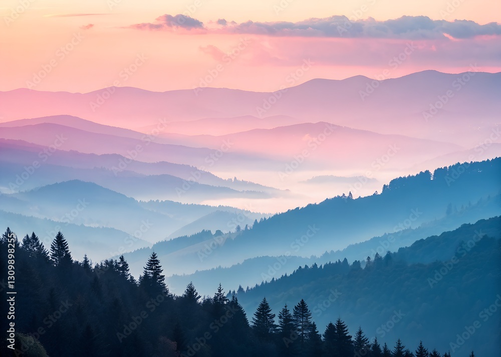 Obraz premium Serene Mountain Landscape at Sunrise